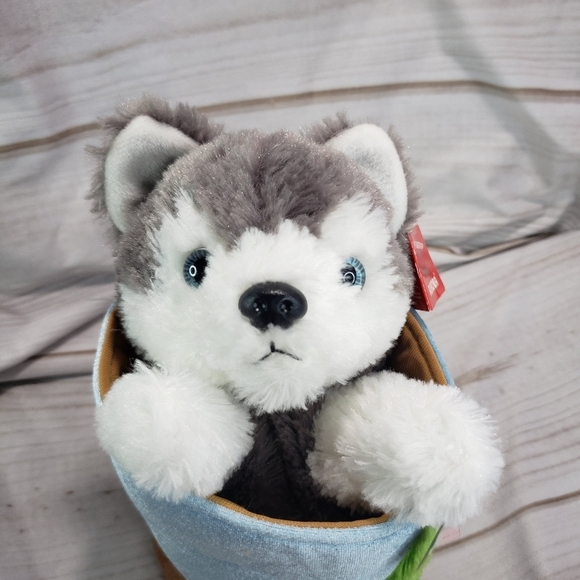 ๐SOLD๐ Aurora Wolf Husky Dog Pop Up Hand Puppet Plush Toy 10 Inch 2015 New - Picture 2 of 13